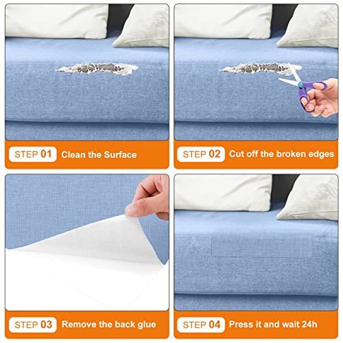 2 PCS Fabric Repair Patch - 8 x 11 inch Fabric Repair Tape Self-Adhesive Canvas Fabric Patches - Linen Fabric Patches for Furniture - Fabric Repair Kit for Couch,Sofas,Car Seats,Chairs Blue Denim