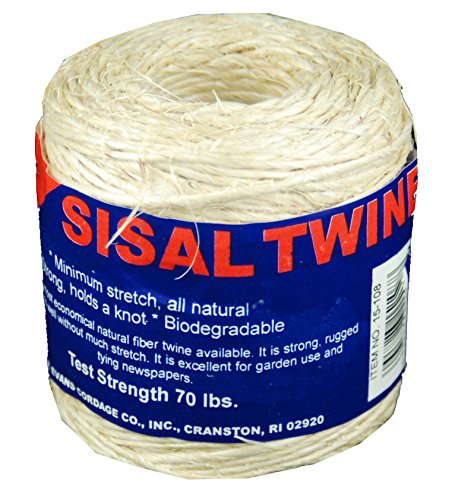 Biodegradable T.W. Evans 1-Ply Sisal Twine, 300 Feet - Durable, Strong & Knot-Friendly for Household, Crafts, & Gardening