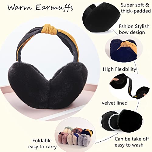 Eyegla Women Winter Ear Muffs Foldable Fleece Ear Warmers Fashion Faux Fur Warm Earmuffs Outdoor Winter Ear Cover for Girls