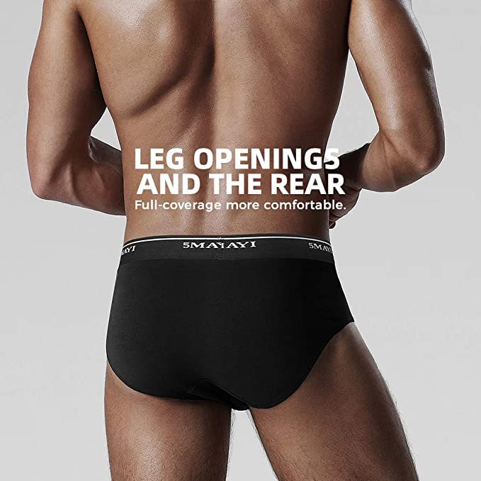 5 Pack Black Size XXL Men's Low Rise Briefs Underwear