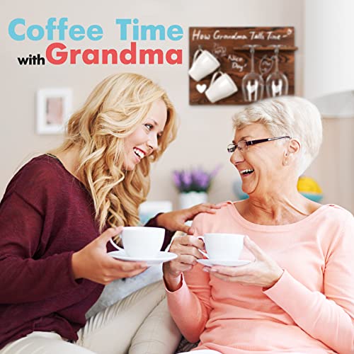 Funistree Gifts for Grandma Christmas Xmas Birthday from Grandkids, Funny Gag Stocking Stuffers Ideas for Nana Granny from Granddaughter Grandson, Mug Rack Wine Glass Holder, How Grandma Tells Time