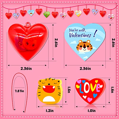Valentines Day Gifts for Kids-40 Valentine Cards for Kids 80 Mini Erasers ,Valentines Class Classroom Exchange Gifts Valentine Party Favors Goodie Bags Fillers School Prizes for Boys Girls