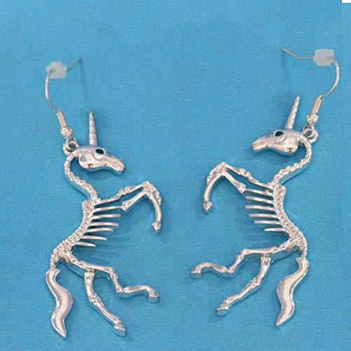 Halloween Skull Skeleton Unicorn Earrings Hollow Punk Style Gothic Scary Silver Drop Dangle Earrings for Men Women Jewelry Accessory Girl Jewelry