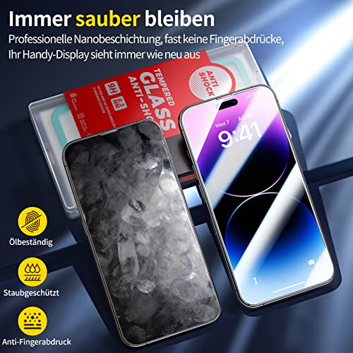 Screen Protector for iPhone 14 Pro Max 6.7", SmartDevil [2022 Dynamic Island Compatible] [Easy Installation Frame] 3 Pack HD Bubble Free Scratch Resistant 9H Tempered Glass Film - Case Friendly