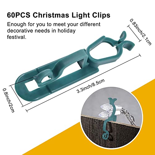 Christmas Gutter Clips for Hanging Outdoor Lights, 60 Pcs Strip Light Clips Hooks, Universal Gutter Hooks Outdoor Light Clips Compatible with C9, C7, C6 for Outdoor Roof, Shingles, Roof Ridge, Fence