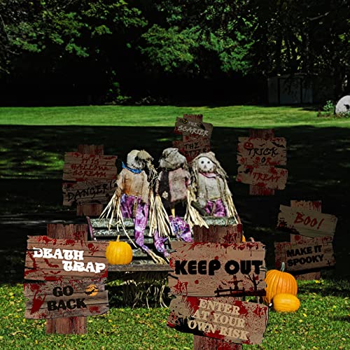Halloween Decorations Outdoor Yard Signs 6 Pack, 2022 Newest Large Size 17"×12" Halloween Signs with Stakes, Scary Halloween Decoration for Outside Garden, Lawn Yard Party