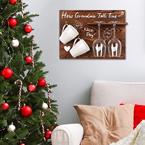 Funistree Gifts for Grandma Christmas Xmas Birthday from Grandkids, Funny Gag Stocking Stuffers Ideas for Nana Granny from Granddaughter Grandson, Mug Rack Wine Glass Holder, How Grandma Tells Time