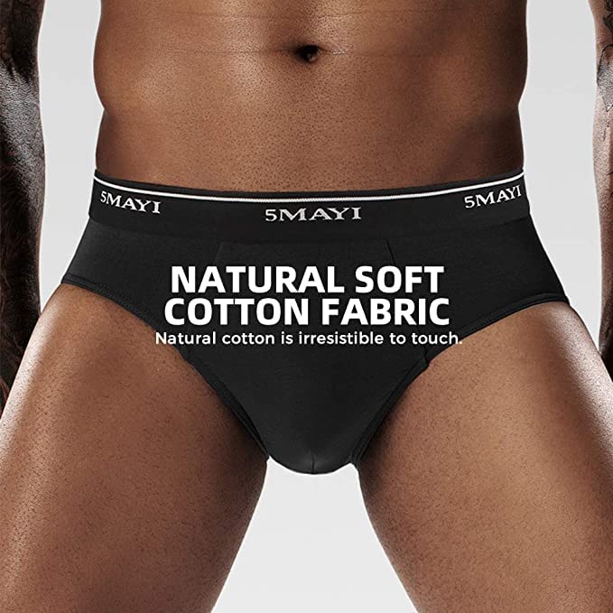 5 Pack Black Size XXL Men's Low Rise Briefs Underwear