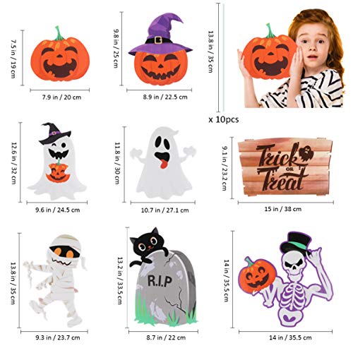 STOBOK 8pcs Halloween Decorations Outdoor,Extra Large Pumpkins Ghost Corrugate Lawn Yard Signs with Stake,Family Friendly Halloween Trick or Treating Party Prop