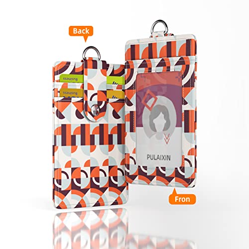 7PCS ID Badge Holder with Lanyard Adjustable Kit,Cute Badge Reels Retractable,PU Leather Wrist Lanyard for Nurse Teacher