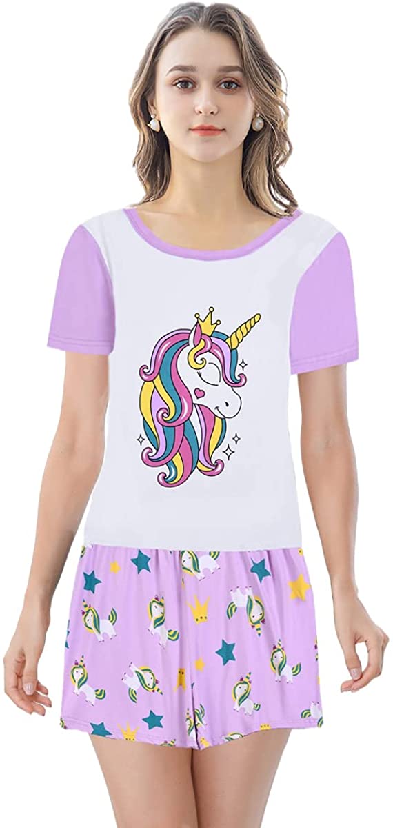 Size XS Unicorn T-Shirt & Shorts Pajamas Set