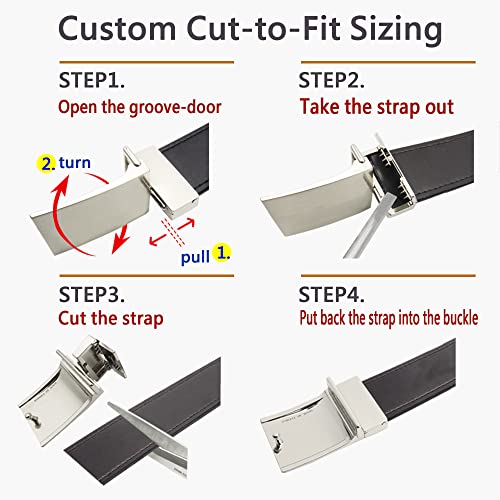 MARIO TREVI Reversible Leather Men’s Belt, 2 in 1 with Gift Box, Trim to Fit, for Formal Dress/ Jeans/ Pants, Black and Brown