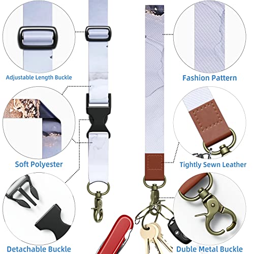 7PCS ID Badge Holder with Lanyard Adjustable Kit,Cute Badge Reels Retractable,PU Leather Wrist Lanyard for Nurse Teacher