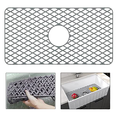 LINIREAU GRAY SINK MATS FOR BOTTOM OF KITCHEN SINK FOR SINGLE BASIN 30 IN. SINK