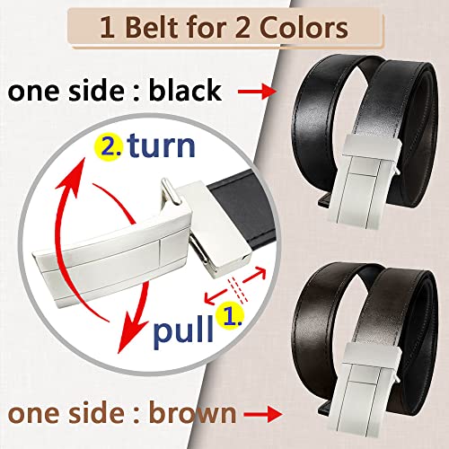 MARIO TREVI Reversible Leather Men’s Belt, 2 in 1 with Gift Box, Trim to Fit, for Formal Dress/ Jeans/ Pants, Black and Brown