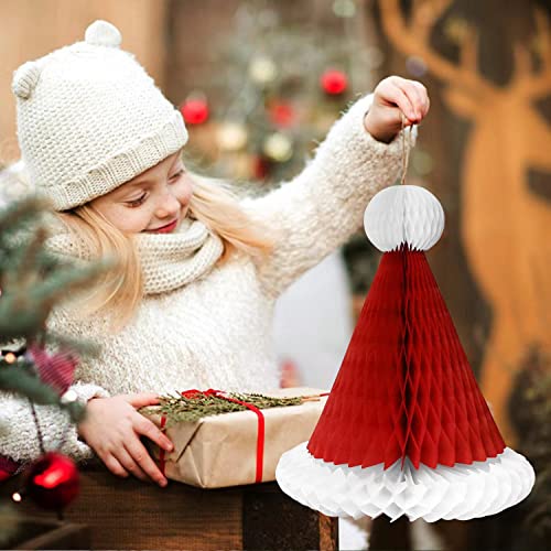 DUMETO 13pcs Christmas Party Decoration Supplies 3D Xmas Honeycomb Paper Lantern Decoration Set Hanging Christmas Decor Balls Festive Christmas Party Banner Supplies