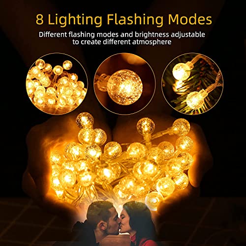 LED Small Bubble String Light 196.85 in 50 Lights Warm White Light with Waterproof Battery Box