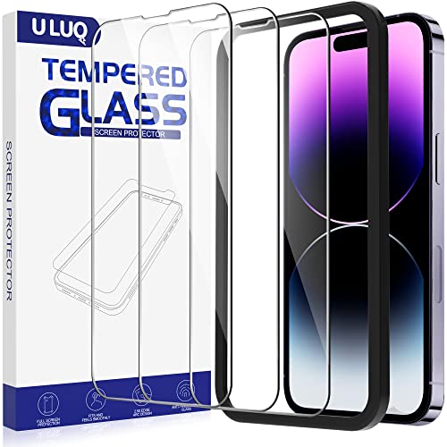 ULUQ Glass Screen Protector for iPhone 14 Pro Max 6.7Inch, HD Clear Tempered Glass Anti-Scratch, No Bubble, 3 Pack