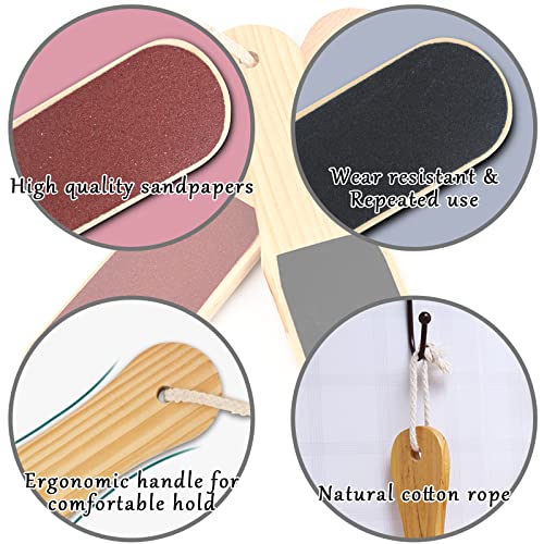 YAWALL Foot File Wooden Pedicure Feet Scrubber with Handle for Callus, Dry, and Dead Skin Removal Heel Scraper for Feet, Hands, and Body Exfoliation Perfect Foot Filer for Use in Shower