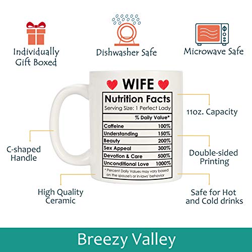 Valentines Day Gifts for Wife from Husband, Wife Coffee Mug, Happy Wife Birthday Gifts Ideas, Mothers Day Gifts for Wife, Best Wife Ever Gifts, Romantic Anniversary Christmas Gifts for Wife 11oz