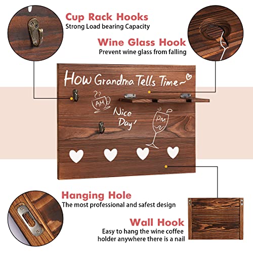 Funistree Gifts for Grandma Christmas Xmas Birthday from Grandkids, Funny Gag Stocking Stuffers Ideas for Nana Granny from Granddaughter Grandson, Mug Rack Wine Glass Holder, How Grandma Tells Time
