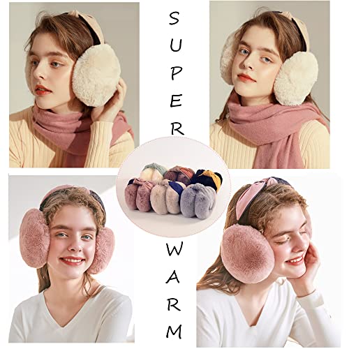 Eyegla Women Winter Ear Muffs Foldable Fleece Ear Warmers Fashion Faux Fur Warm Earmuffs Outdoor Winter Ear Cover for Girls