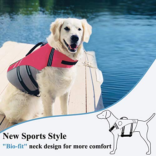 Vivaglory New Sports Style Ripstop Dog Life Jacket with Superior Buoyancy & Rescue Handle, Bright Pink, XS