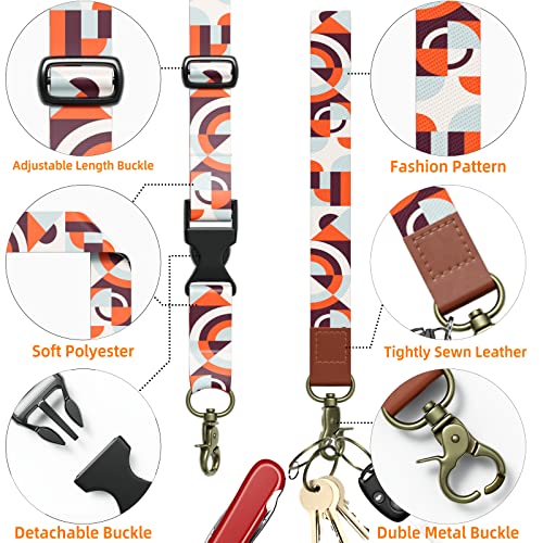 7PCS ID Badge Holder with Lanyard Adjustable Kit,Cute Badge Reels Retractable,PU Leather Wrist Lanyard for Nurse Teacher