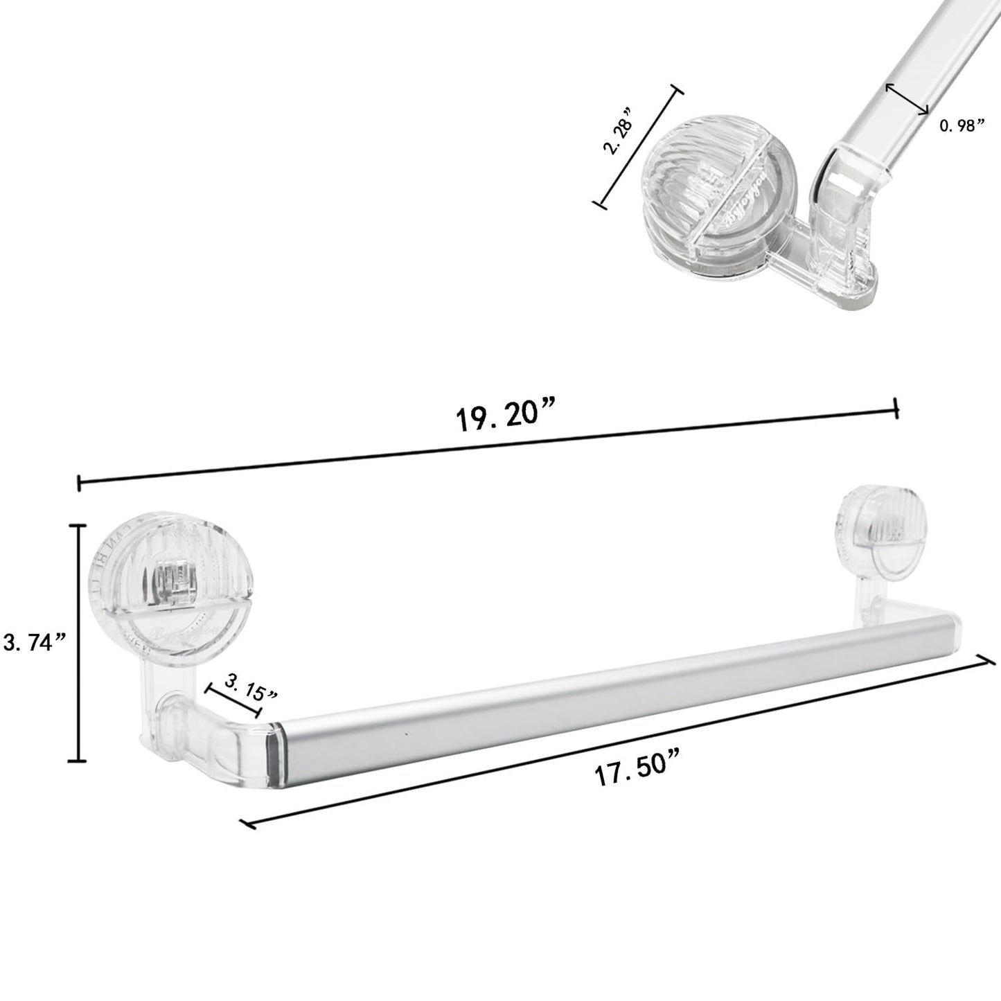 Suction Cup Towel Bar 18" - Versatile & Removable for Bathrooms & Kitchens