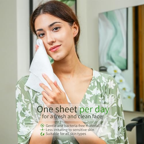 Revolutionary Biobased Disposable Face Towels - Gentle, Biodegradable Makeup Remover Wipes, 50 Ct with Bonus 5 Ct Cotton Pack