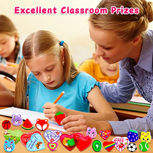 Valentines Day Gifts for Kids-40 Valentine Cards for Kids 80 Mini Erasers ,Valentines Class Classroom Exchange Gifts Valentine Party Favors Goodie Bags Fillers School Prizes for Boys Girls
