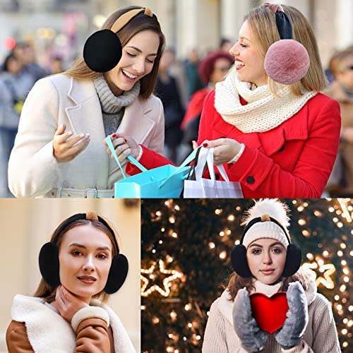 Eyegla Women Winter Ear Muffs Foldable Fleece Ear Warmers Fashion Faux Fur Warm Earmuffs Outdoor Winter Ear Cover for Girls