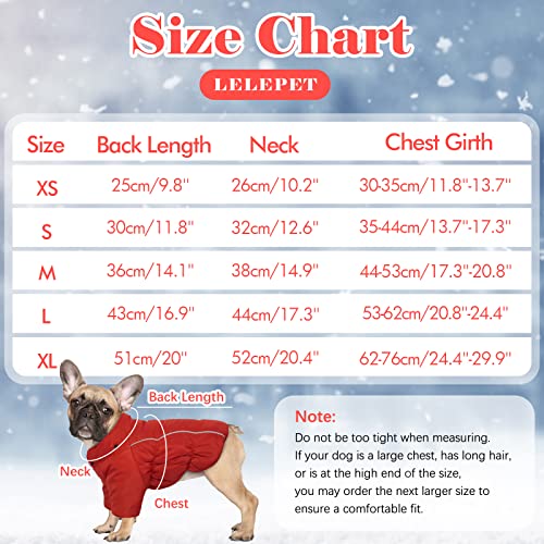 Lelepet Warm Dog Fleece Hoodie, Windproof Dog Winter Jacket, Reflective Dog Coat for Cold Weather, Thick Fleece Padded Dog Winter Clothes Vest for Small Medium Dogs, Detachable Hood & Leash Hole