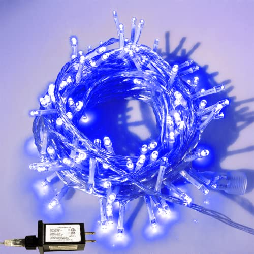 Christmas Decorations Twinkle Lights 39FT with 120LED, Fairy Lights for Bedroom with 8 Dynamic Modes, Waterproof String Lights for Outside,Patio, Garden, Party, Wedding, Christmas and More Blue