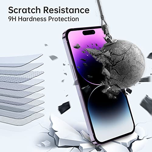 ULUQ Glass Screen Protector for iPhone 14 Pro Max 6.7Inch, HD Clear Tempered Glass Anti-Scratch, No Bubble, 3 Pack