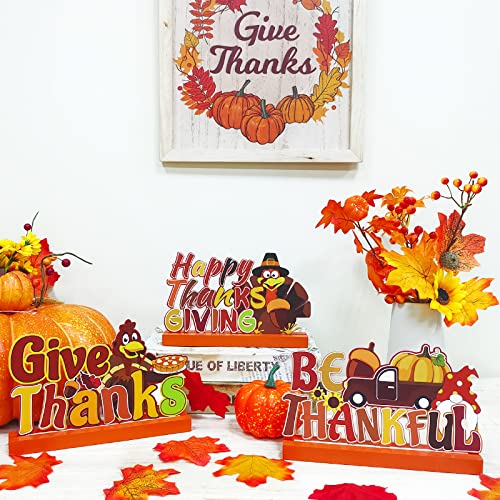 Celebrate Thanksgiving with Festive Wooden Table Decorations | 3 Piece Turkey and Pumpkin Set