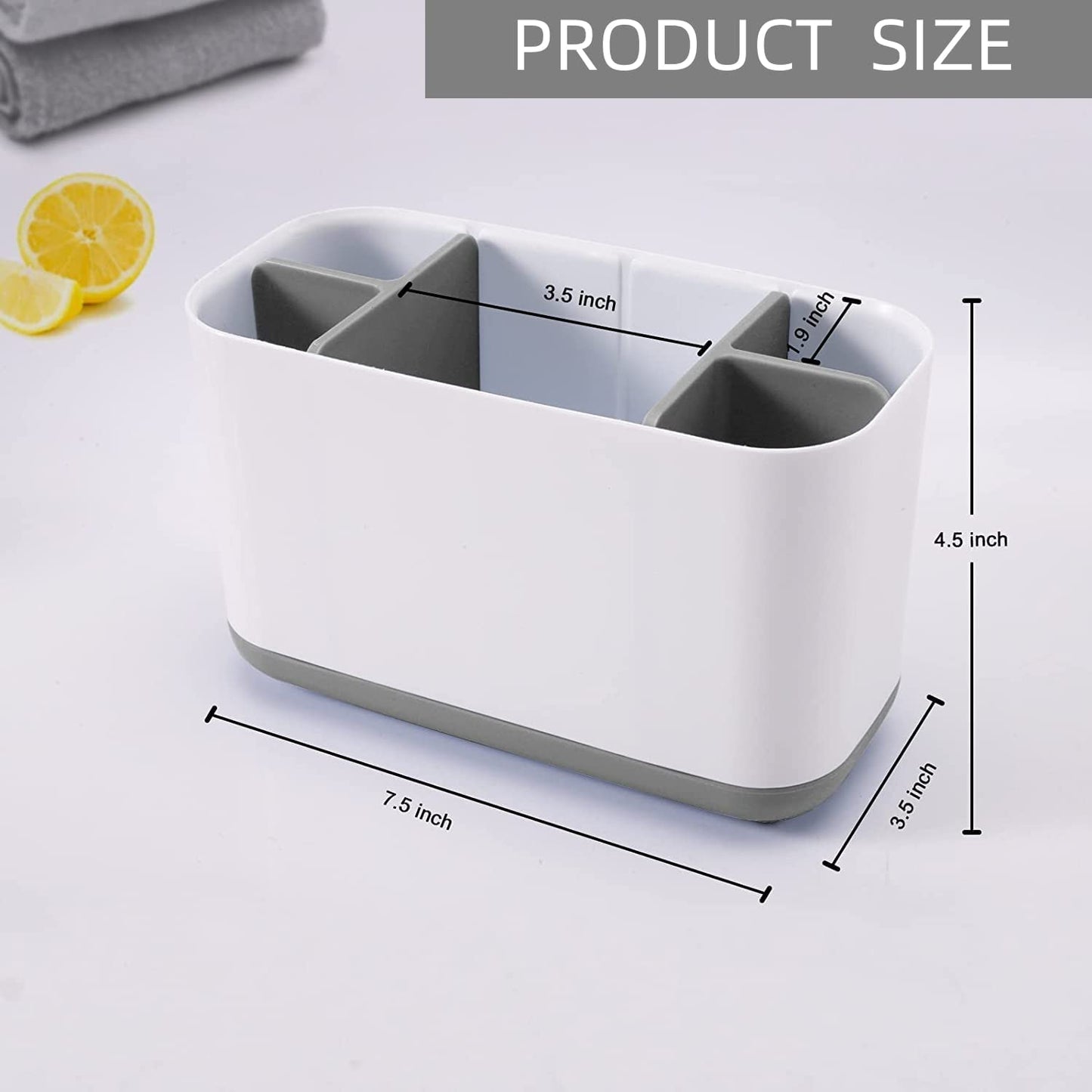 White Plastic Anti-Slip Bathroom Toothbrush & Soap Holder Set