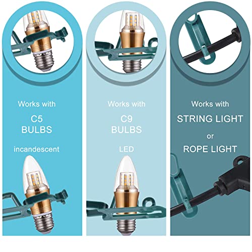 Christmas Gutter Clips for Hanging Outdoor Lights, 60 Pcs Strip Light Clips Hooks, Universal Gutter Hooks Outdoor Light Clips Compatible with C9, C7, C6 for Outdoor Roof, Shingles, Roof Ridge, Fence
