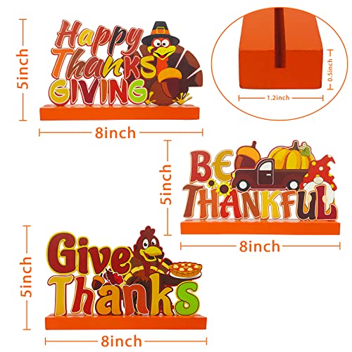 Celebrate Thanksgiving with Festive Wooden Table Decorations | 3 Piece Turkey and Pumpkin Set
