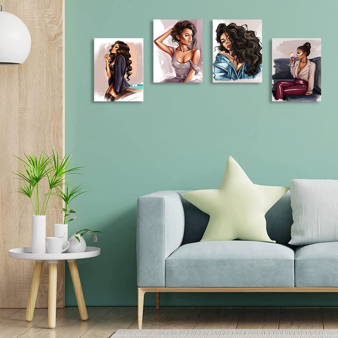 3-Pack African American Wall Art: Black Women Canvas for Bedroom & Bath