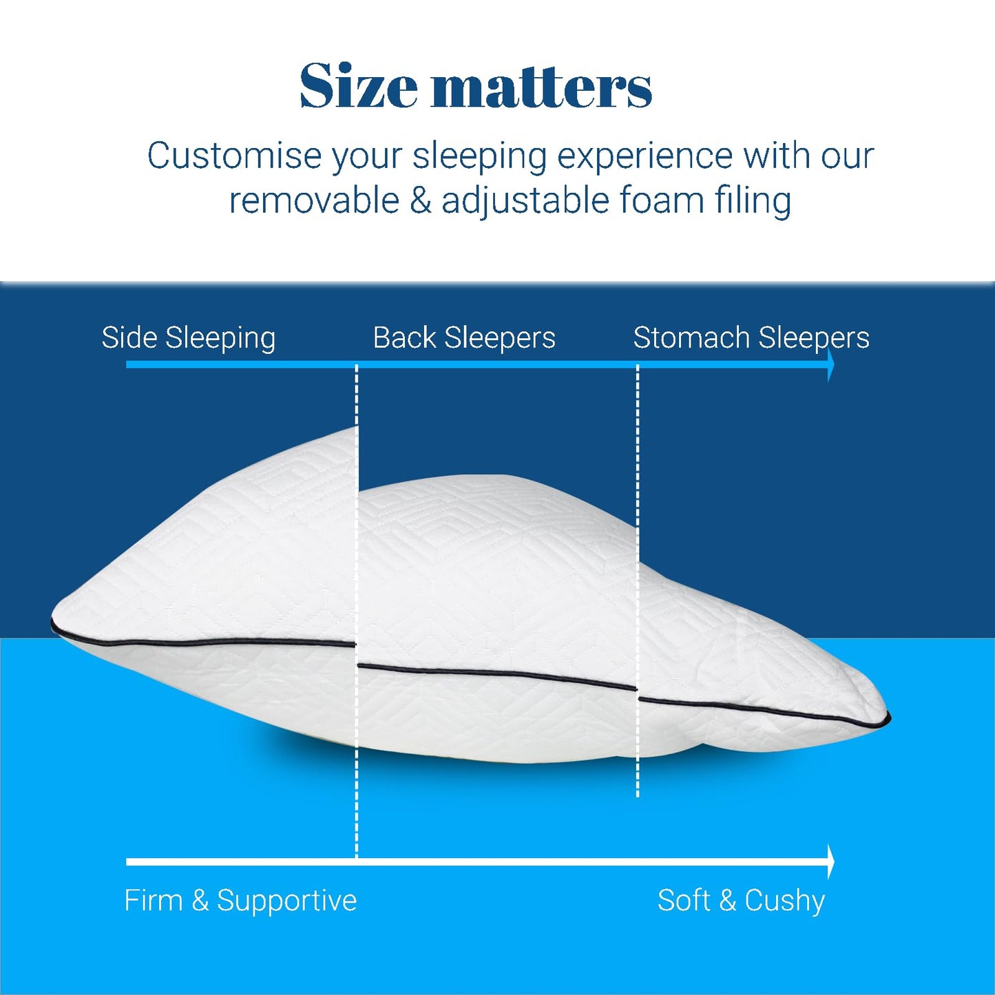 Viscose from Bamboo Cooling Pillow – Ideal for Neck & Shoulder Pain, Adjustable Shredded Memory Foam for Back, Stomach & Side Sleepers - Queen Size
