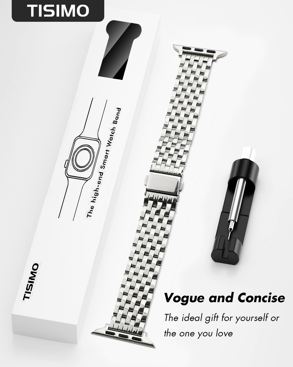 Silver Stainless Steel Metal Apple Watch Band 45mm/44mm/42mm