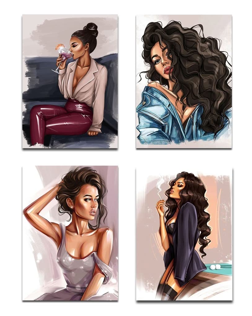 3-Pack African American Wall Art: Black Women Canvas for Bedroom & Bath