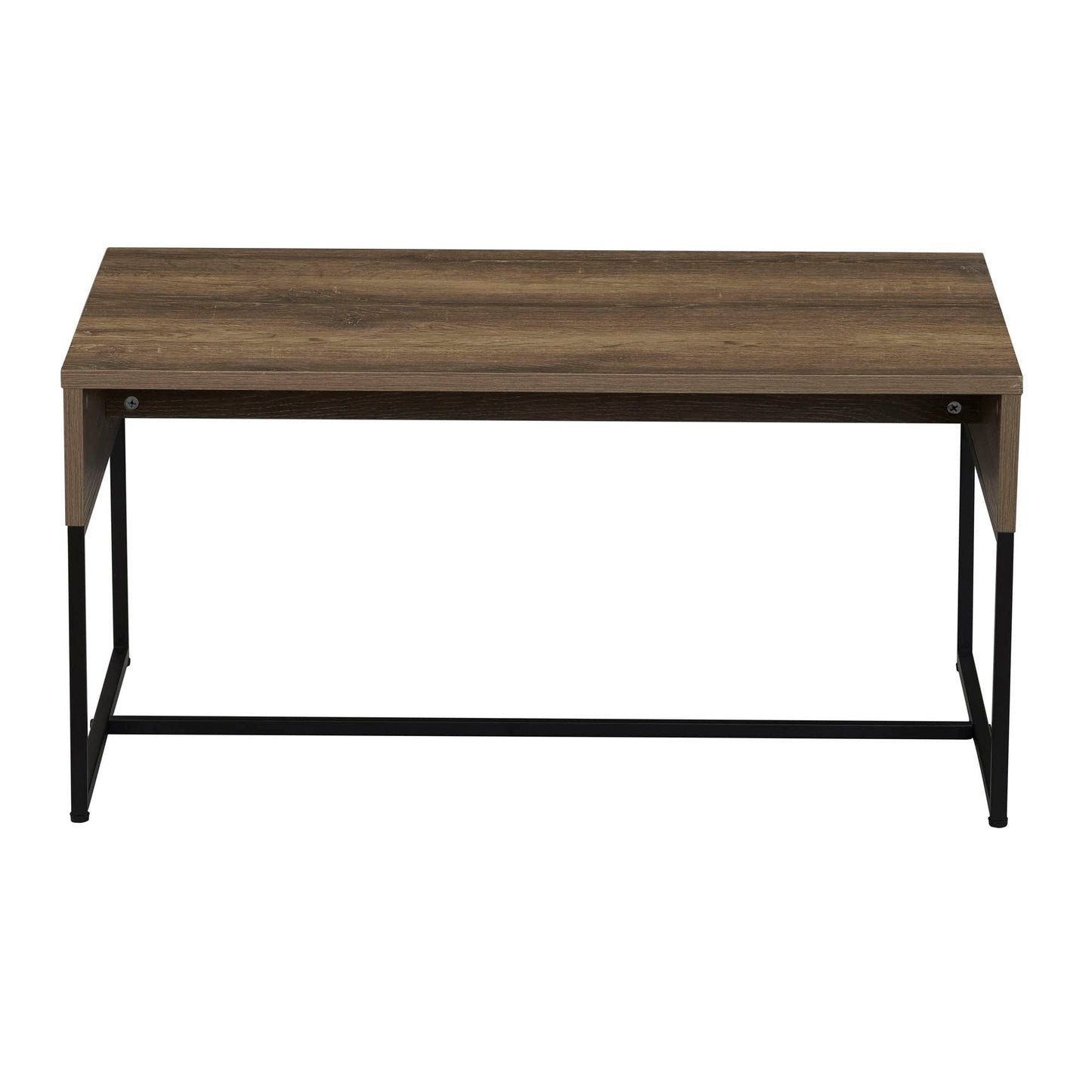 Household Essentials Wrap Rectangular Coffee Table Ashwood Rustic Wood Grain and Black Metal