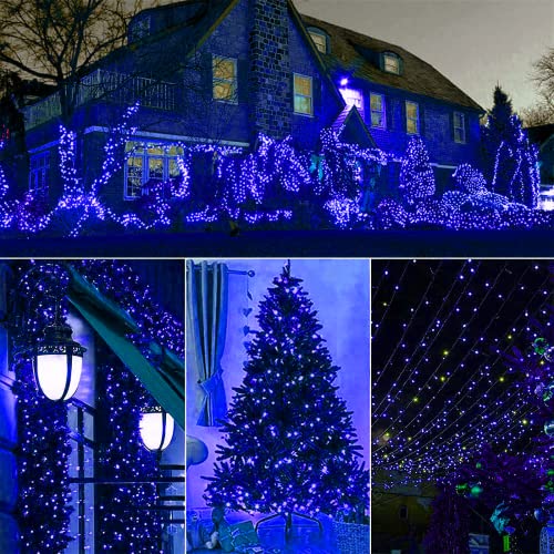 Christmas Decorations Twinkle Lights 39FT with 120LED, Fairy Lights for Bedroom with 8 Dynamic Modes, Waterproof String Lights for Outside,Patio, Garden, Party, Wedding, Christmas and More Blue