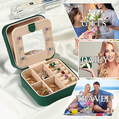 Personalized Green Travel Jewelry Box with Monogram G - Ideal for Women's Birthday and Christmas Gifts