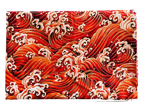 NEWAMISHQUILT 58" x1 Yard Quilting Fabric for Sewing，Fat Quarters Cotton Fabric Bundles for Sewing，Pre-Cut Quilt Squares for Patchwork,Red Wave