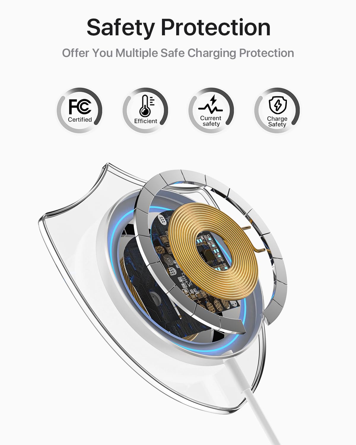 White Magnetic Wireless Charger for iPhone 15/14/13/12 & AirPods Pro/3/2 - 15W Fast Charging with MagSafe Alignment Technology, USB-C, Qi-Certified