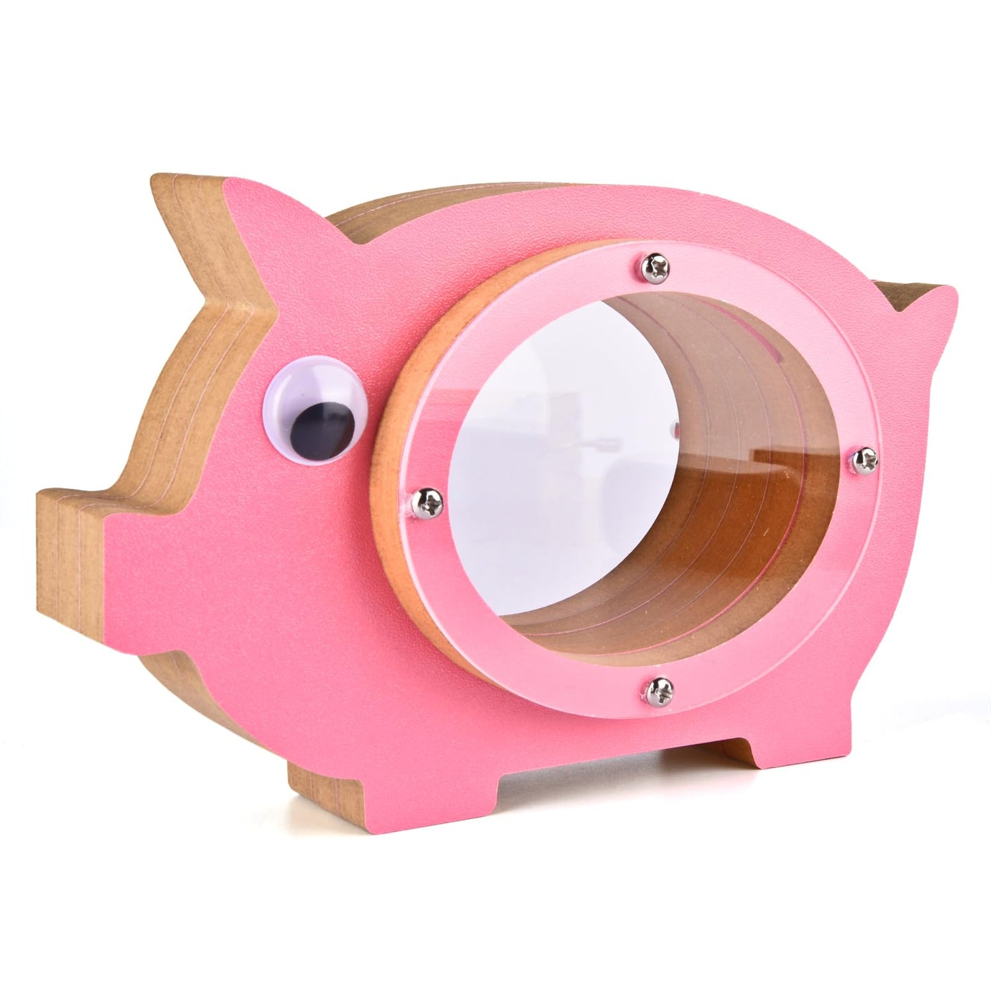 Personalized Wooden Piggy Bank for Kids | Transparent Savings Box | Ideal Birthday & Christmas Gift - Pink