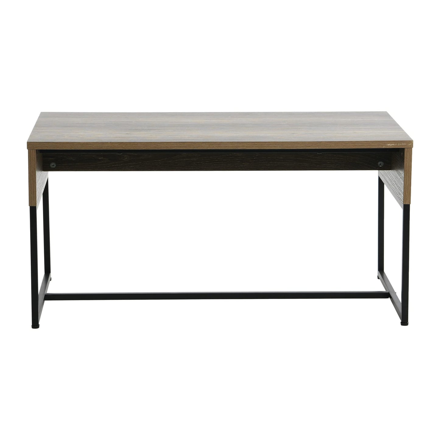 Household Essentials Wrap Rectangular Coffee Table Ashwood Rustic Wood Grain and Black Metal